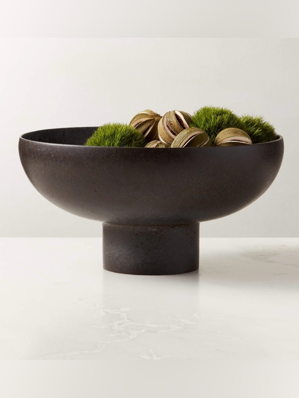 CB2 Black Pedestal Bowl Vase Centerpiece Table Coffee Dining Crate & Barrel